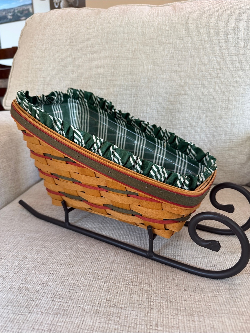 Longaberger Large Sleigh 1998 Basket with accessories